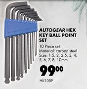 Autogear Hex Key Ball Point Set HK10BP