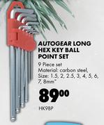 Autogear Long Hex Key Ball Point Set HK9BP