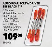 Autogear Screwdriver Set Black Tip SD6006