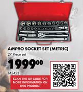 AMPRO Socket Set (Metric) T45453-27 Piece Set