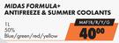 Midas Formula+ Antifreeze & Summer Coolants 50% Blue/Green/Red/Yellow MAF1B/R/Y/G-1L