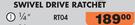Autogear 1/4" Swivel Drive Ratchet RT04
