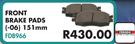 Ferodo Front Brake Pads(-06) 151mm FDB966 For Opel Corsa 140i Lite B 2002-2007
