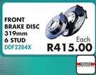 Ferodo Front Brake Disc 319mm 6 Stud DDF2284X For Toyota Hilux 2.5 D-4D 4x2 2005-2016-Each