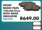 Ferodo Front Brake Pads 105x46.9mm With Wear Indicator FDB1950 For Hyundai Atos 1.1i 2005-2013