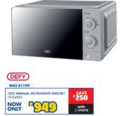Defy 20L Manual Microwave DMO381 10124950
