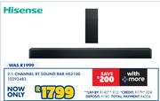 Hisense 2.1 Channel BT Sound Bar HS2100 10292483