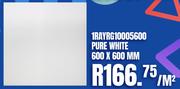 Gres Porcelain Tiles 1RAYRG10005600 Pure White 600 x 600 MM-Per Sqm