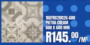 Gres Porcelain Tiles 1RAYRG20026-600 Pietra Cream 600 x 600 MM-Per Sqm