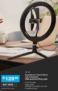 Smartphone Tripod Stand With Integrated USB-Powered Ring Light OS-188