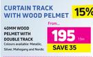 Decorland 40 mm Wood Pelmet With Double Curtain Track 1.5m