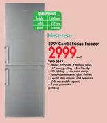 Hisense 299Ltr Combi Fridge Freezer H299BME