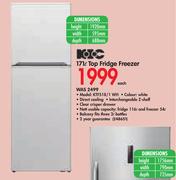 KIC 171Ltr Top Freezer Fridge KTF518/1 WH
