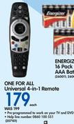 One For All Universal 4-In-1 Remote