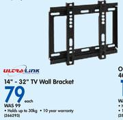 Ultra Link 14"-32" TV Wall Bracket-Each