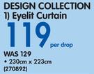 Design Collection Eyelit Curtain 230x223Cm-Per Drop