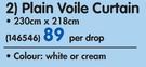 Design Collection Plain Voile Curtain 230x218Cm-Per Drop