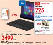 Nextbook 10" 2-In-1 Windows Tablet 3G/64GB-On My Gig 1