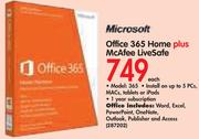 Microsoft Office 365 Home+ McAfee LiveSafe