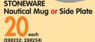 Stoneware Nautical Mug Or Side Plate-Each