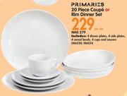 Primaries 20 Piece Coupe Or Rim Dinner Set-Per Set