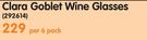 Bohemia Cristal Clara Goblet Wine Glasses-Per 6 Pack