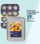 Primaries 12 Cup Muffin Pan or Baking Tray-Each