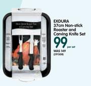 Exdura 37cm Non-Stick Roaster and Carving Knife Set-Per Set