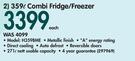Hisense 359Ltr Combi Fridge/Freezer H359BME