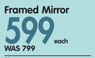 Framed Mirror Pewter Finish-900mm(l) x 600mm(w) Each