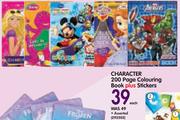 Character 200 Page Colouring Book+ Stickers Assorted-Each