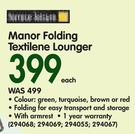 Terrace Leisure Manor Folding Textilene Lounger-Each