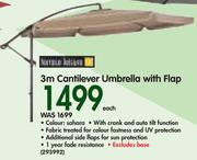 Terrace Leisure 3m Cantilever Umbrella With Flap-Each