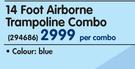 Bounceking Blue 14 Foot Airborne Trampoline Combo