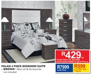 Milan 4 Piece Brown Bedroom Suite