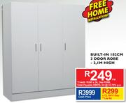 Built-In 182cm 3 Door Robe-2.1m High