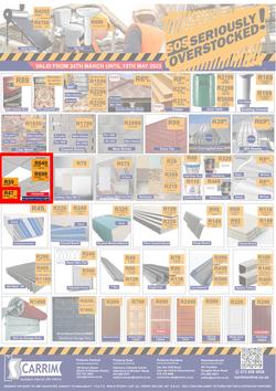 K Carrim Builders Mecca : SOS Seriously Overstocked (24 March - 9 May 2023), page 1