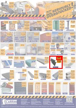 K Carrim Builders Mecca : SOS Seriously Overstocked (24 March - 9 May 2023), page 1