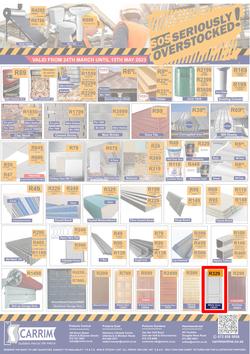 K Carrim Builders Mecca : SOS Seriously Overstocked (24 March - 9 May 2023), page 1