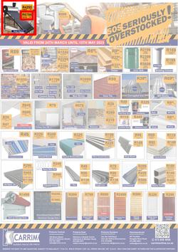 K Carrim Builders Mecca : SOS Seriously Overstocked (24 March - 9 May 2023), page 1