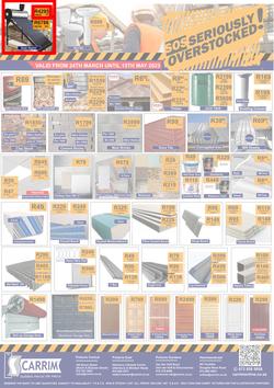 K Carrim Builders Mecca : SOS Seriously Overstocked (24 March - 9 May 2023), page 1