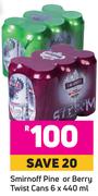 Smirnoff Pine Or Berry Twist Cans-6 x 440ml