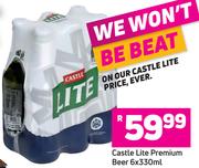 Castle Lite Premium Beer 6x330ml