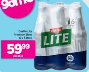 Castle Lite Premium Beer-6 x 330ml Per Pack