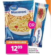 Great Value Spaghetti Or Macaroni-500g Each