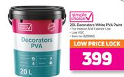 Simple Choice Decorators White PVA Paint-20Ltr