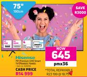 Hisense 75" (190cm) Premium UHD Smart TV 75A6GS 75A6G
