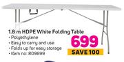 1.8m HDPE White Folding Table