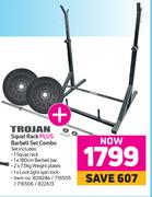 Trojan Squat Rack Plus Barbell Set Combo