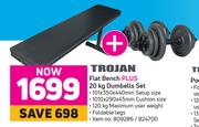 Trojan Flat Bench Plus 20Kg Dumbells Set